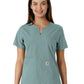 Women's Notch Neck Tunic Knit Panel Scrub Top