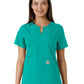 Women's Notch Neck Tunic Knit Panel Scrub Top