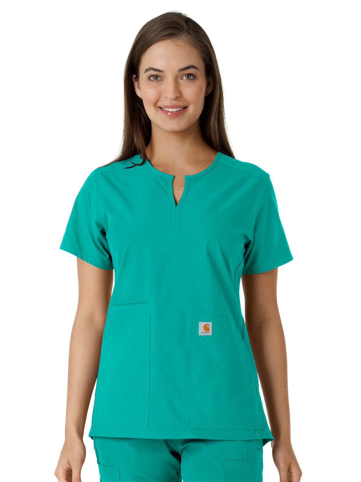 Women's Notch Neck Tunic Knit Panel Scrub Top