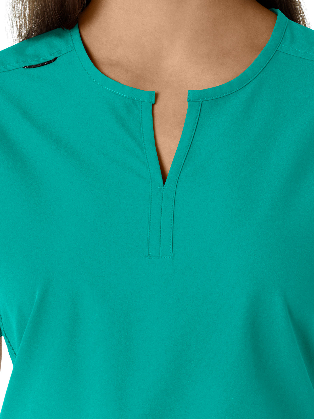 Women's Notch Neck Tunic Knit Panel Scrub Top