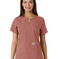 Women's Notch Neck Tunic Knit Panel Scrub Top