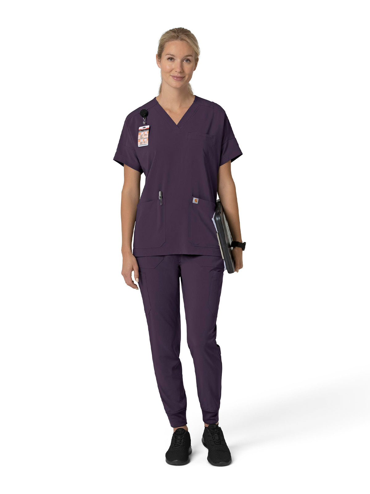 Women's Four-Pocket Oversized V-Neck Scrub Top