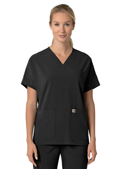 Women's Four-Pocket Oversized V-Neck Scrub Top