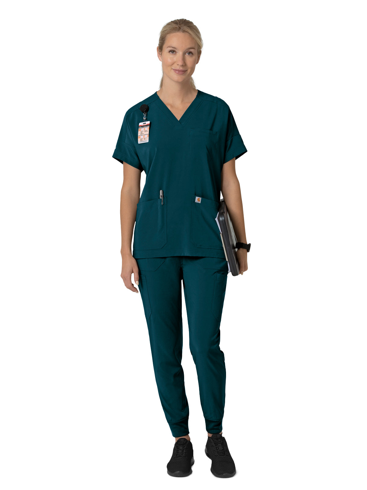 Women's Four-Pocket Oversized V-Neck Scrub Top