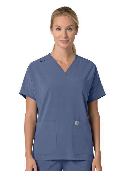 Women's Four-Pocket Oversized V-Neck Scrub Top