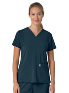 Women's Three-Pocket Flex Panel V-Neck Top - C13210 - Navy