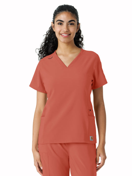 Women's Knit Panel Top - C13310 - Dusty Cedar