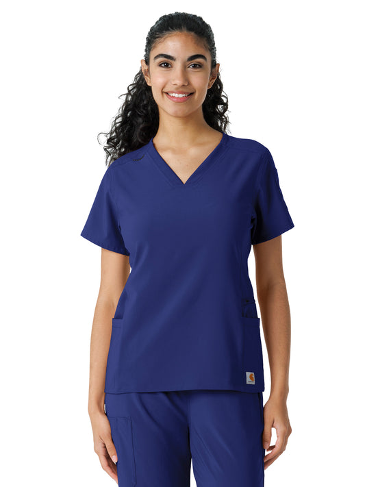 Women's Knit Panel Top - C13310 - Galaxy Blue