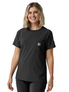 Women's One-Pocket Crew Neck Scrub Top - C13510 - Black
