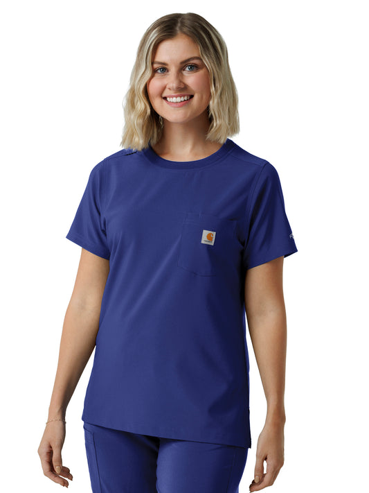 Women's One-Pocket Crew Neck Scrub Top - C13510 - Galaxy Blue