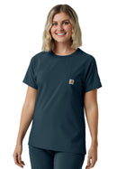 Women's One-Pocket Crew Neck Scrub Top - C13510 - Navy