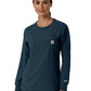 Women's One-Pocket Crew Neck Long Sleeve Scrub Top - C13610 - Navy