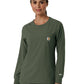 Women's One-Pocket Crew Neck Long Sleeve Scrub Top - C13610 - Olive