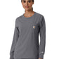 Women's One-Pocket Crew Neck Long Sleeve Scrub Top - C13610 - Pewter