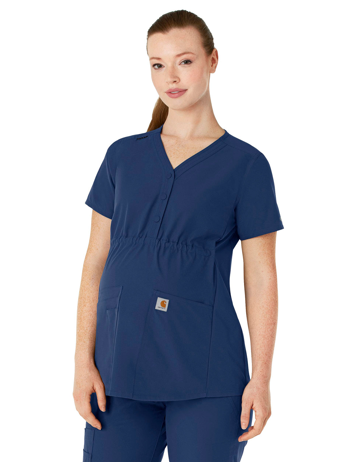 Women's Four-Pocket Henley Maternity Top - C14113 - Navy