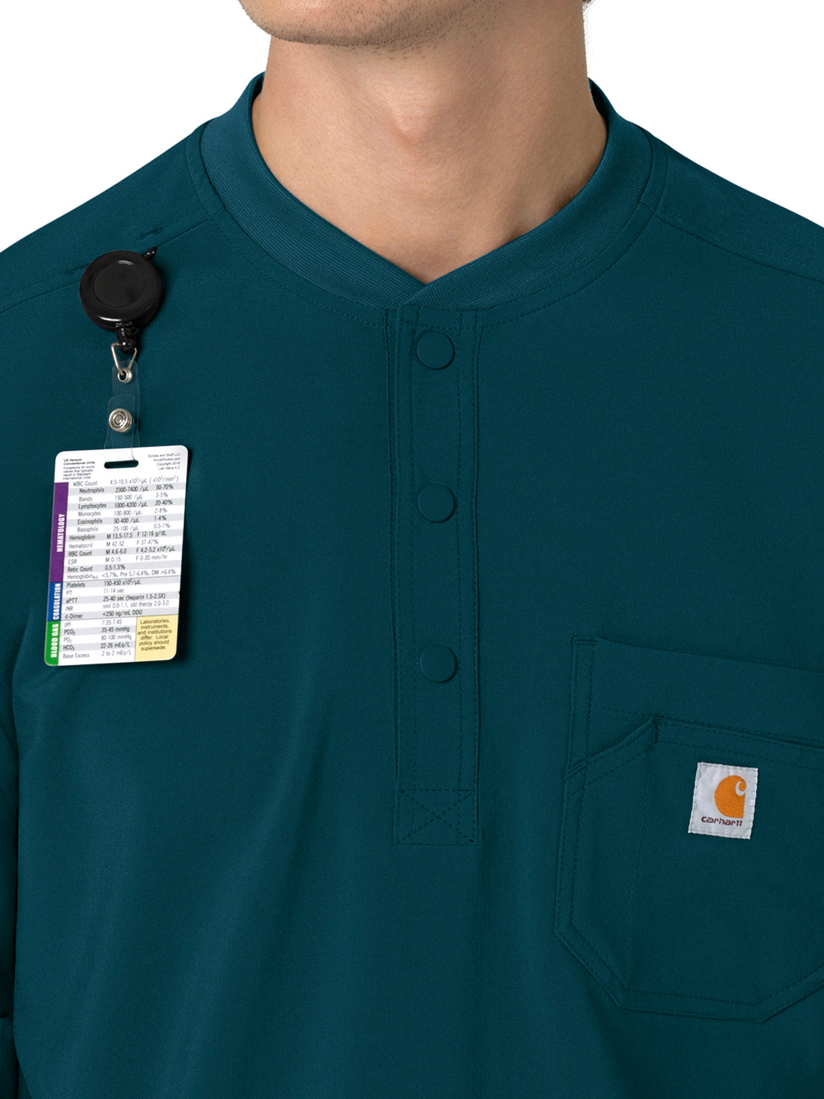 Men's Three-Pocket Henley Scrub Top