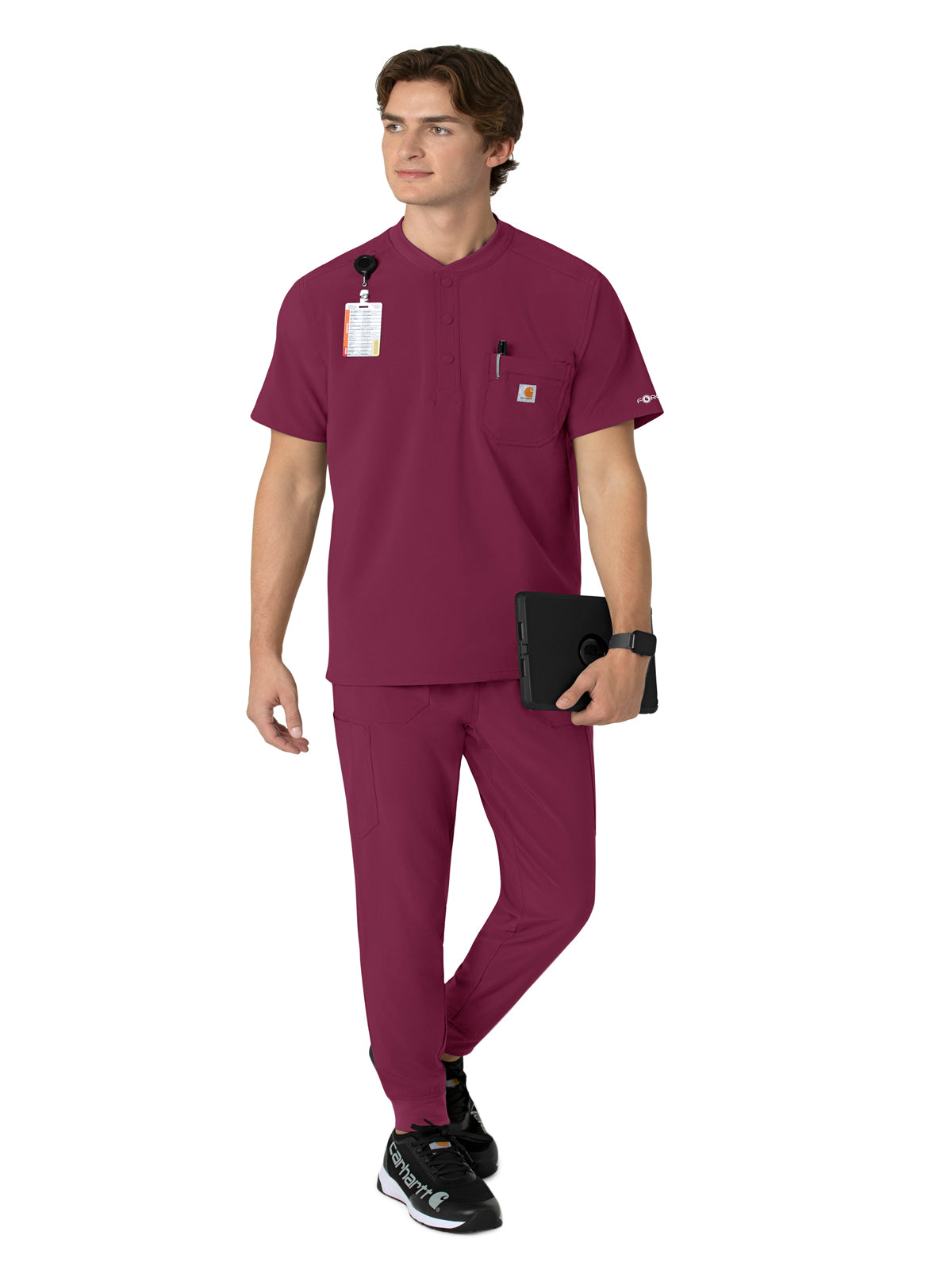 Men's Three-Pocket Henley Scrub Top