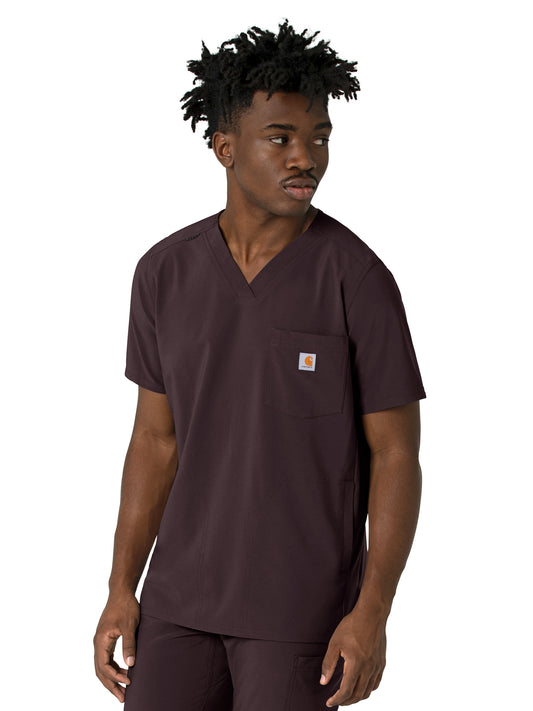 Men's Three-Pocket V-Neck Top - C16410 - Dark Sepia