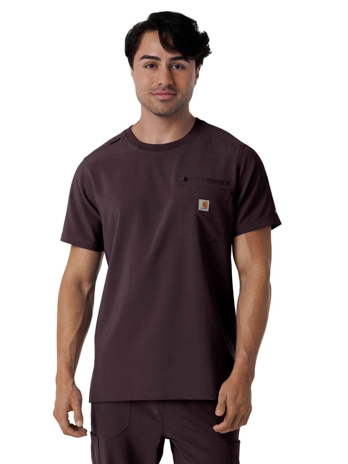 Men's Two-Pocket Crew Neck Scrub Top - C16510 - Dark Sepia