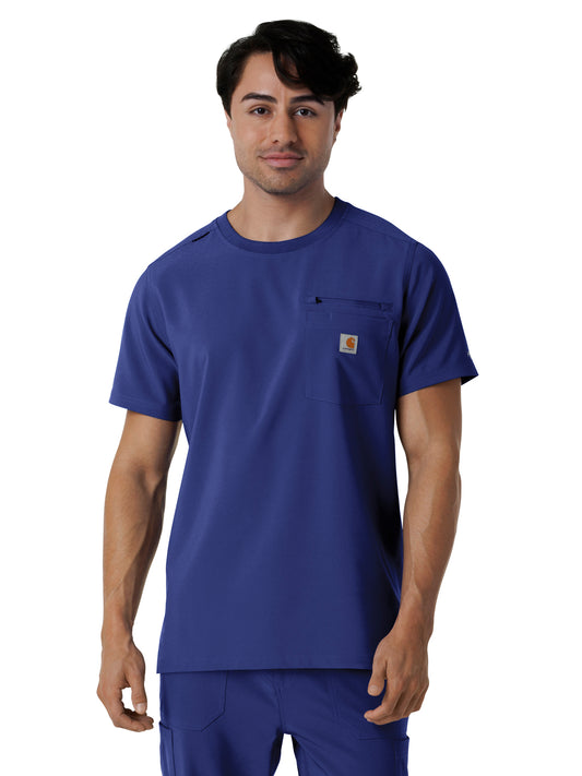Men's Two-Pocket Crew Neck Scrub Top - C16510 - Galaxy Blue