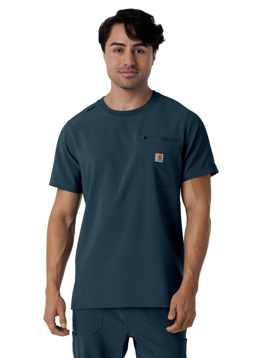 Men's Two-Pocket Crew Neck Scrub Top - C16510 - Navy