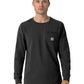 Men's Two-Pocket Crew Neck Long Sleeve Scrub Top - C16610 - Black