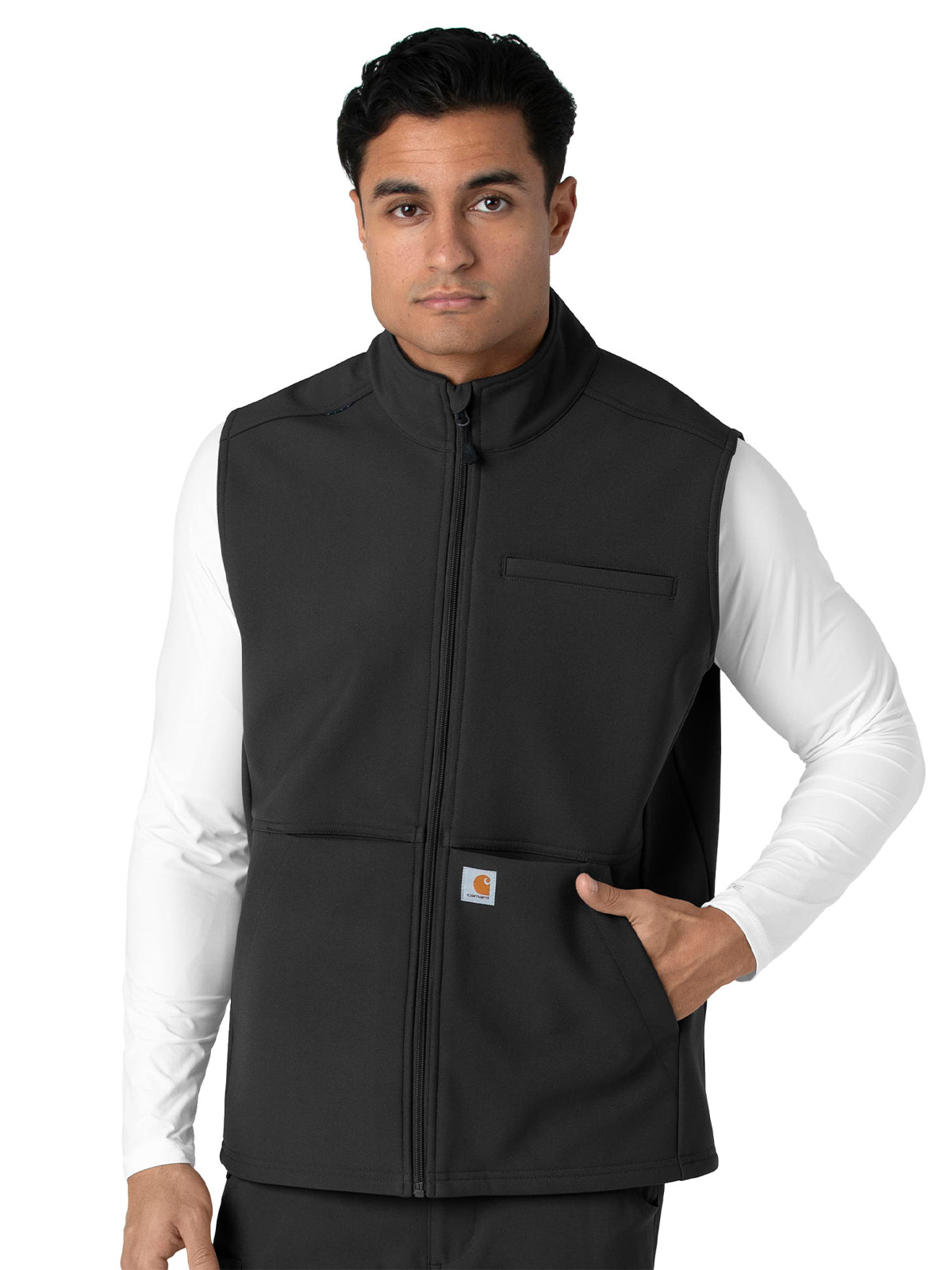 Men's Four-Pocket Bonded Fleece Vest - C82023 - Black