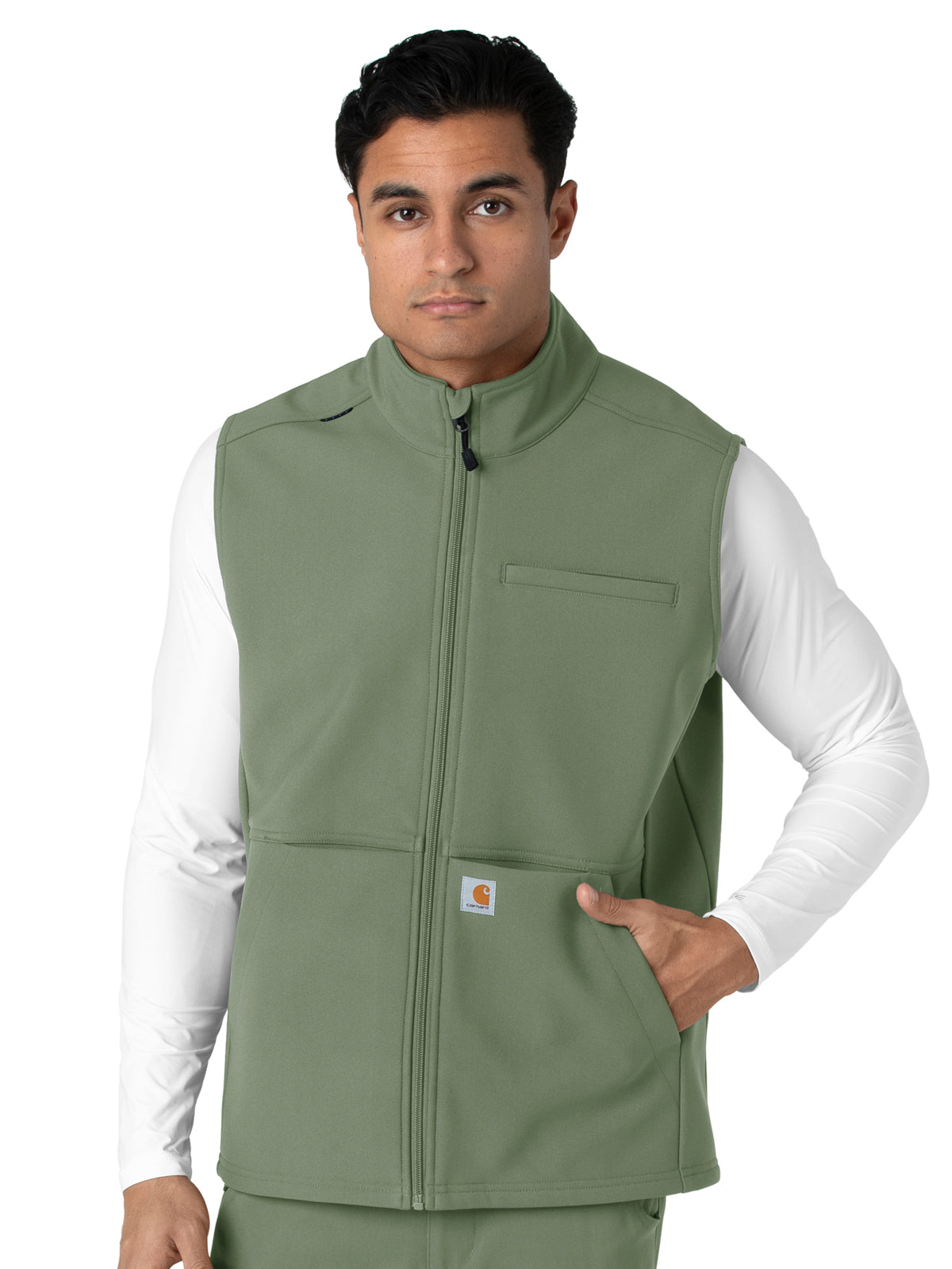 Men's Four-Pocket Bonded Fleece Vest - C82023 - Olive