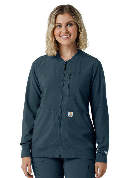 Women's Six-Pocket Lightweight Scrub Jacket - C82410 - Navy