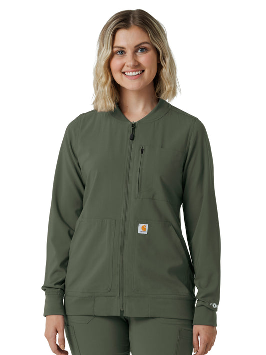 Women's Six-Pocket Lightweight Scrub Jacket - C82410 - Olive
