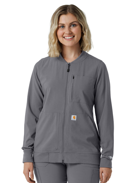 Women's Six-Pocket Lightweight Scrub Jacket - C82410 - Pewter