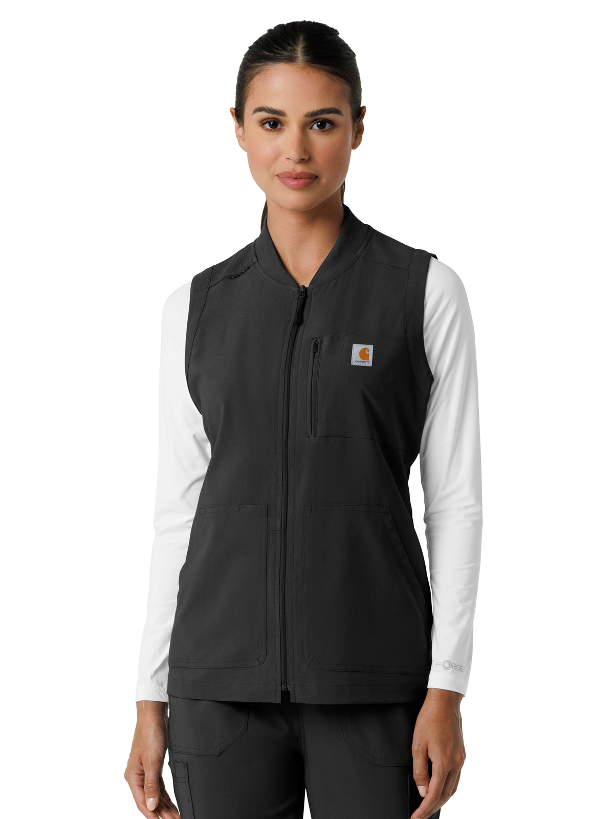 Women's Six-Pocket Lightweight Scrub Vest - C82510 - Black