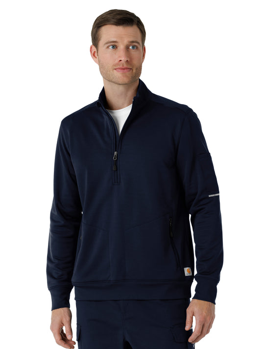 Men's Four-Pocket Half Zip Fleece Jacket - C86912 - Dark Navy