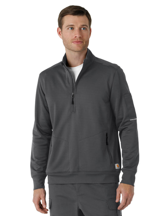 Men's Four-Pocket Half Zip Fleece Jacket - C86912 - Pewter