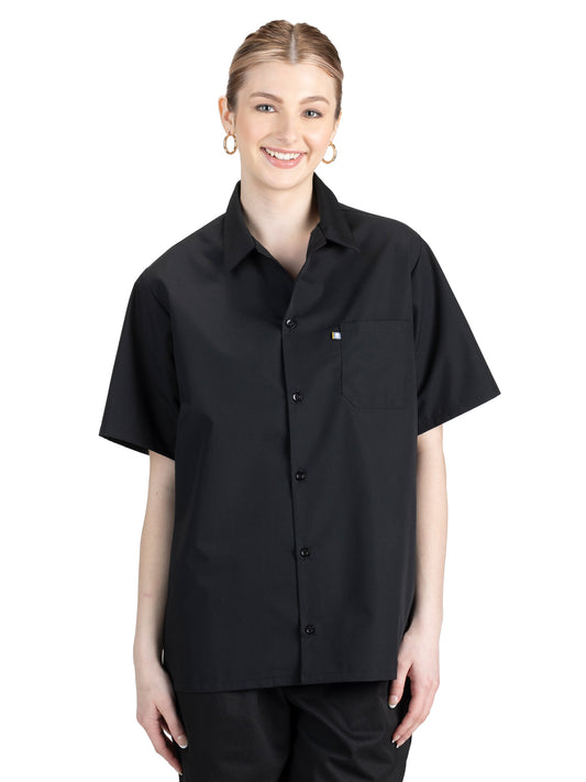 Unisex 1-Pocket Button Closure Cook Shirt - 1303 - Black