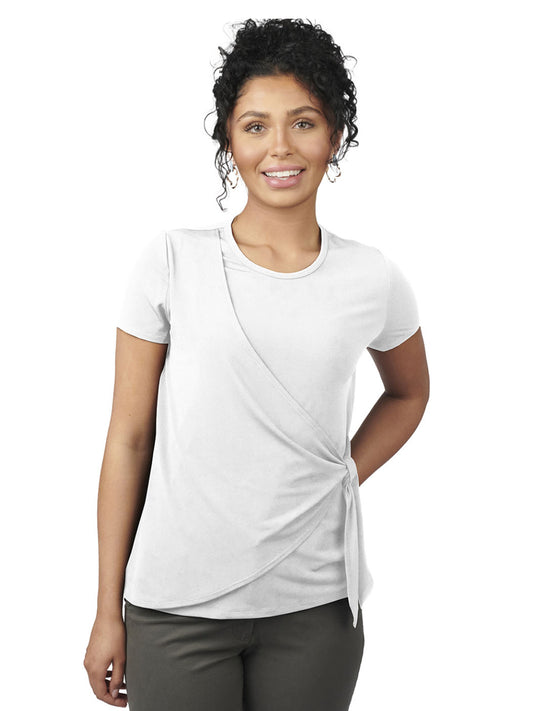 Women's Pocketless Soft Wrap Blouse - 5428 - White