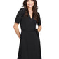Women's 2-Pocket Wrap Dress - 9977 - Black