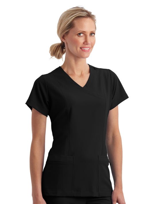 Women's 5-Pocket Mock Wrap Scrub Top