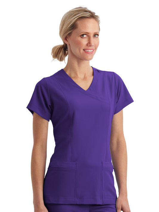 Women's 5-Pocket Mock Wrap Scrub Top