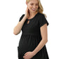 Women's 2-Pocket Empire Waist Maternity Top - 2461 - Black