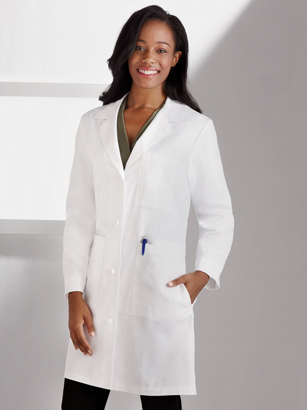 Women's Knot Button Five-Pocket 38" iPad® Lab Coat