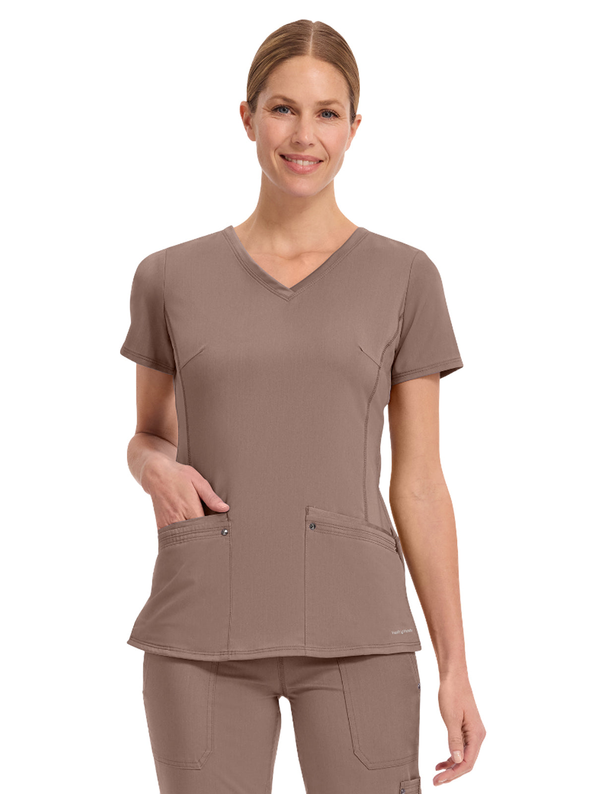 Women's 2-Pocket Juliet Stylish V-Neck Top - 2245 - Santa Fe Tan