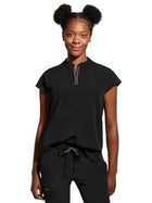 Women's 2-Pocket Sandy Mandarin Collar Top - 2286 - Black