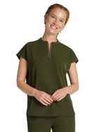 Women's 2-Pocket Sandy Mandarin Collar Top - 2286 - Dark Pine