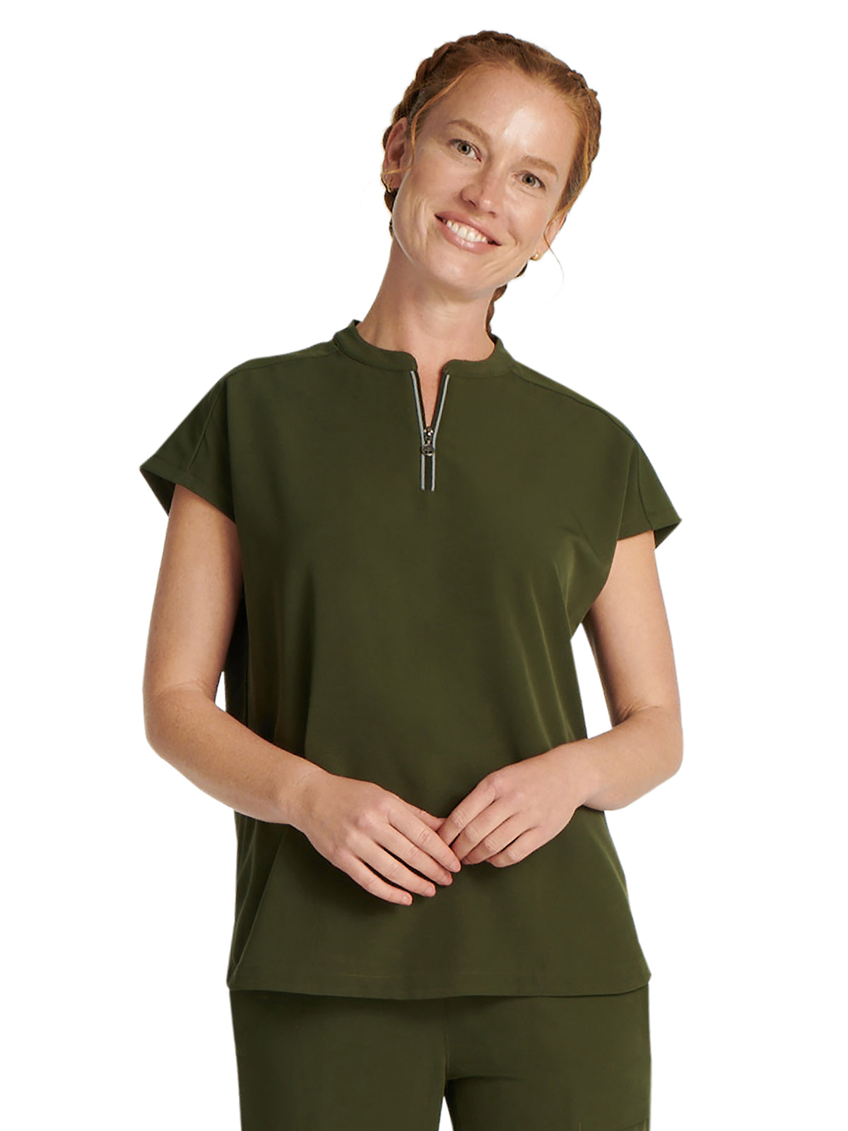 Women's 2-Pocket Mandarin Collar Top