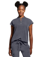 Women's 2-Pocket Sandy Mandarin Collar Top - 2286 - Pewter