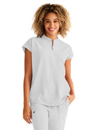 Women's 2-Pocket Sandy Mandarin Collar Top - 2286 - Silver Stone