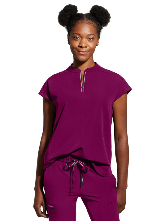 Women's 2-Pocket Mandarin Collar Top