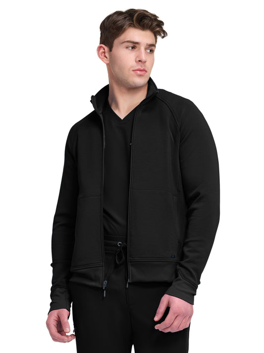 Men's 5-Pocket Zip Front Knit Jacket - 380F - Black