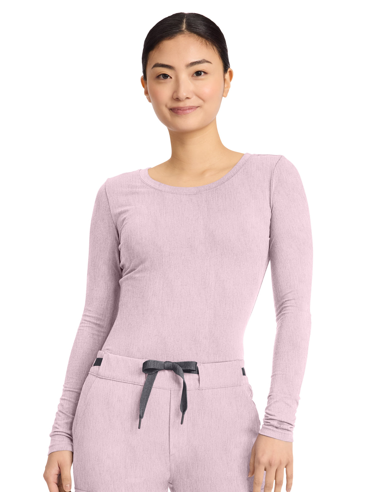 Women's Pocketless Melissa Long Sleeve Underscrub Tee - 5047 - Pink Pearl